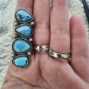 Turquoise Golden Hill Hills Teardrop Sterling Silver Ring Adjustable 8 & Up